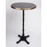 table haute mange-debout CHR bistrot plateau marbre noir cerclage laiton pied en fonte