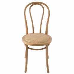 chaise de bistrot en bois design thonet assise en rotin