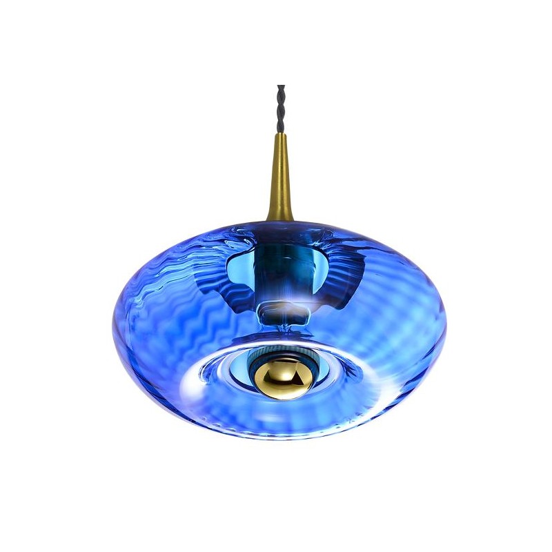 suspension en verre ronde et design grace saphir bleue marine