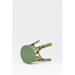 tabouret de terrasse parisienne tressage vert et beige bistrot parisien