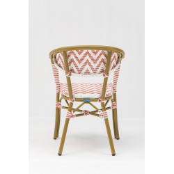 fauteuil rotin design rose et blanc pas cher