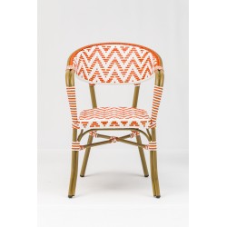 fauteuil de terrasse professionnel rotin tressé orange blanc