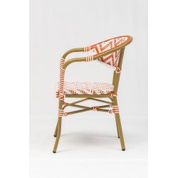 fauteuil de jardin rotin design orange blanc