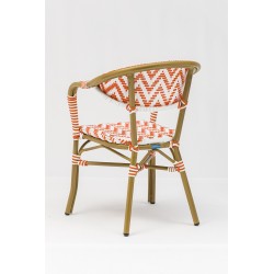 fauteuille extérieur rotin tressage orange blanc fauteuil