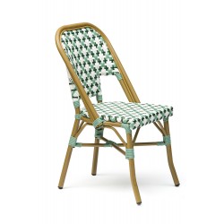 chaise de bistrot rotin vert et blanche