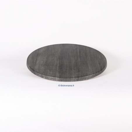 plateau de table stratifié moulé rond werzalit motif palissade gris