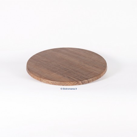 plateau de table stratifié moulé rond werzalit motif palissade bois