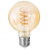 ampoule déco led globe edison filaments torsade ambrée E27 bistrot watt