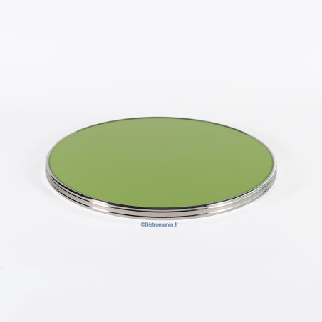 plateau de table bistrot vert cerclage inox