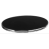 plateau de table rond noir cerclage cercle inox mouluré stratifié