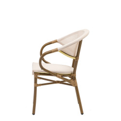 fauteuil extérieur pour café hotel restaurant aluminium couleur rotin toile beige