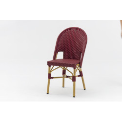 chaise de terrasse restaurant indiana rouge structure alu couleur rotin