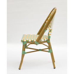 chaise de jardin style bistrot parisien tressage jaune vert