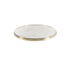 plateau de table cercle laiton stratifié imitation marbre blanc qualité pro CHR