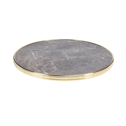 plateau de table marbre sicile werzalit cercle laiton moulure