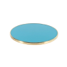 plateau de table restaurant stratifié bleu turquoise cercle laiton