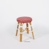 petit tabouret en rotin design rouge et blanc gatti