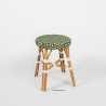 tabouret en rotin bistrot parisien tressage vert et blanc