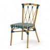 chaise de terrasse restaurant Fouquet design rotin assise tressée bleue jaune