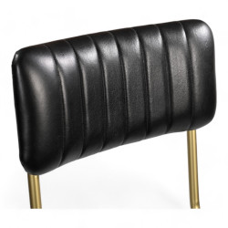 chaise de bar en cuir noir retro structure dorée design industriel chr