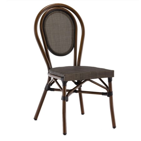 Chaise de terrasse BOULEVARD - Textilène noir, chaise extérieure CHR noire