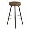 tabouret de bar Landon cuir vert olive métal noir et doré