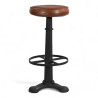 tabouret de bar Factory cuir marron métal noir confortable