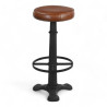 tabouret de bar Factory cuir marron métal noir confortable style industriel singer