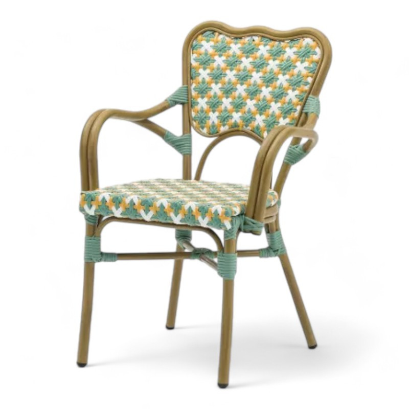 fauteuil de terrasse st germain tressage jaune vert design rotin richard diffusion