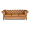 canapé design club chesterfield en cuir marron cognac 3 places