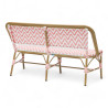 Banquette de terrasse parisienne structure aluminium couleur rotin tressage polyrotin rose blanc