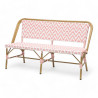 Banquette de terrasse parisienne structure aluminium couleur rotin tressage polyrotin rose blanc