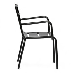 fauteuil de terrasse accoudoir nice lattes aluminium noir utilisation professionnelle chr