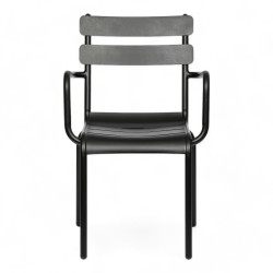 fauteuil de terrasse accoudoir nice lattes aluminium noir utilisation professionnelle chr