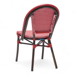 chaise de terrasse parisienne PARIS tressage polyortin rouge et blanc