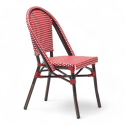 chaise de terrasse parisienne TROCA tressage polyortin rouge et blanc