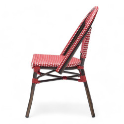 chaise de terrasse parisienne TROCA tressage polyortin rouge et blanc