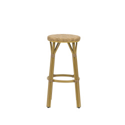 tabouret de bar pour terrasse de restaurant cadet en aluminium couleur rotin tressage osier