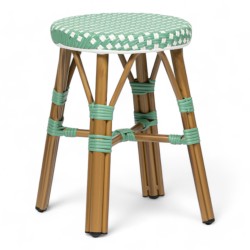 tabouret de terrasse bistrot parisien empilable et tressage vert blanc