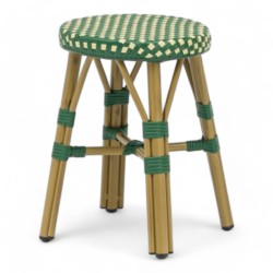 tabouret de terrasse rivoli aluminium couleur rotin tressage vert et crème