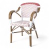 fauteuil de terrasse restaurant chr biarritz polyrotin rouge et blanc aluminium couleur rotin