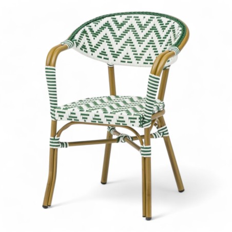 fauteuil extérieur rotin pas cher vert et blanc