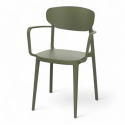 fauteuil de jardin en résine vert olive empilable et léger