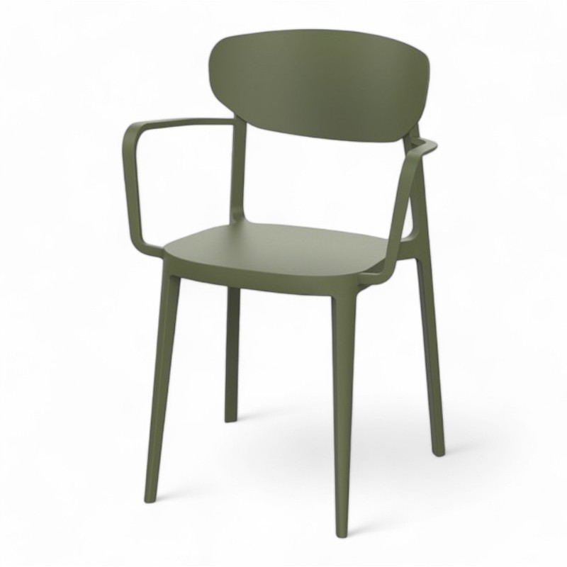 fauteuil de jardin en résine vert olive empilable et léger