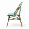 chaise de terrasse parisienne rivoli tressage vert et blanc structure aluminium couleur rotin bistromania