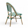 chaise de terrasse parisienne rivoli tressage vert et blanc structure aluminium couleur rotin bistromania