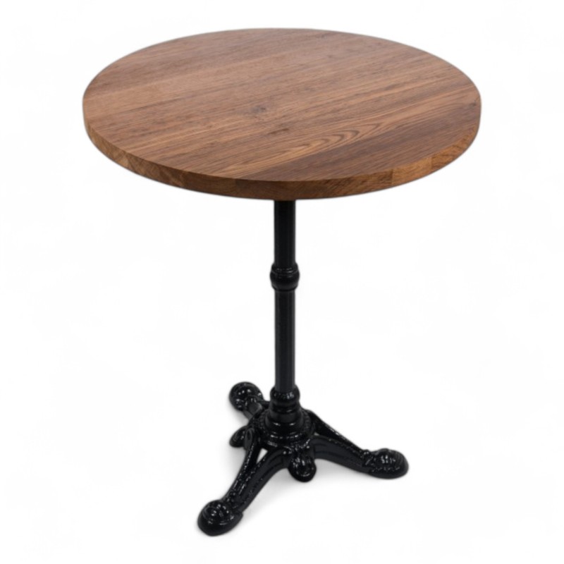 table de bistrot ronde plateau bois massif D60cm pied en fonte noir design parisien