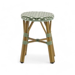 tabouret de terrasse bistrot parisien empilable et tressage vert blanc