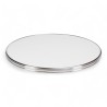 plateau table bistrot blanc cerclage inox mouluré