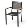 fauteuil de terrasse antibes en aluminium noir accoudoirs bois